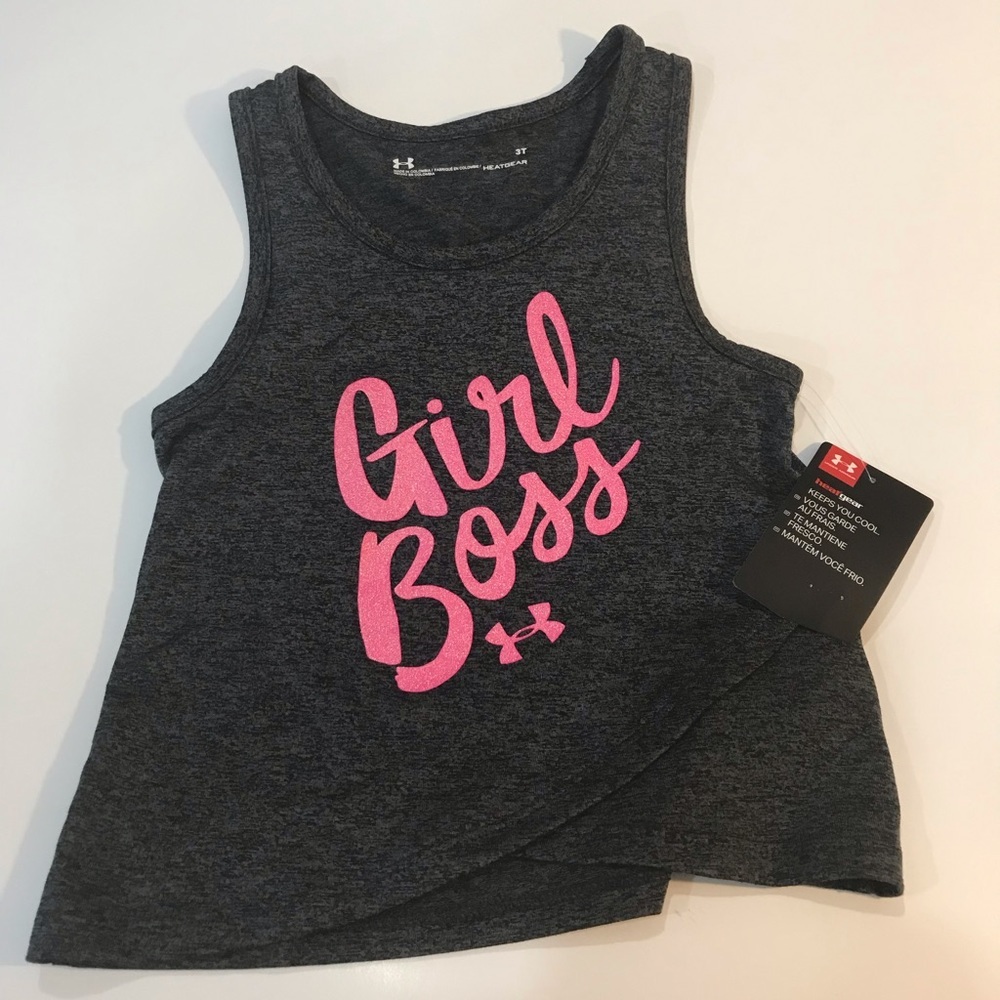 🎀 NWT Under Armour “Girl Boss” Top Size 3T